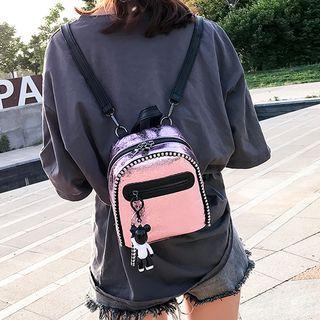Metallic Faux Leather Mini Backpack
