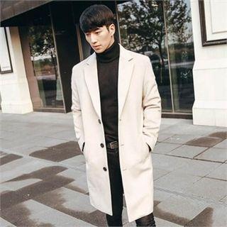 Wool-blend Single-breasted Long Coat