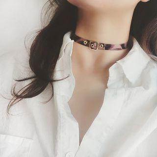 Buckled Leopard Print Choker