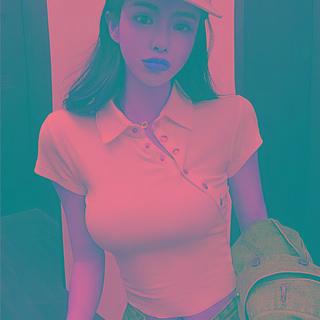 Short-sleeve Asymmetric Button-up T-shirt White - One Size