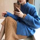 Pattern Long-sleeve Dress / Plain Loose-fit Sweater