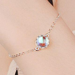 925 Sterling Silver Moonstone Crown Bracelet 1 Pc - Silver - One Size