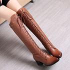 Block Heel Genuine Leather Tall Boots