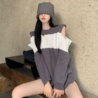 Cold-shoulder Ruffled Sweater