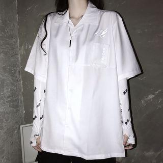 Elbow-sleeve Printed Shirt / Arm Warmers