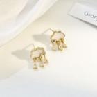 Cloud Rhinestone Alloy Earring 1 Pair - 925 Silver Needle Earring - Gold & White - One Size