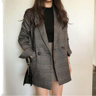 Plaid Double Buttoned Blazer