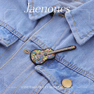 Embroidered Guitar Brooch Multicolor - One Size