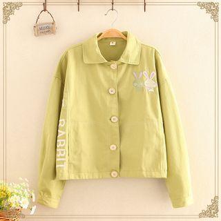 Rabbit Embroidered Lettering Jacket