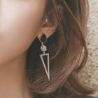 Perforated Rhinestone Triangle Dangle Earring