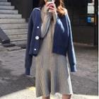 Long-sleeve Knit Dress / Collared Cardigan