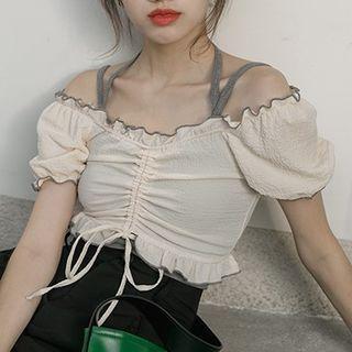 Puff-sleeve Tank Top - Set Of 2