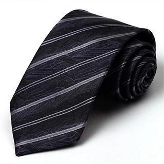 Striped Silk Neck Tie Black - One Size