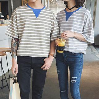 Striped Short-sleeve Couple Matching T-shirt
