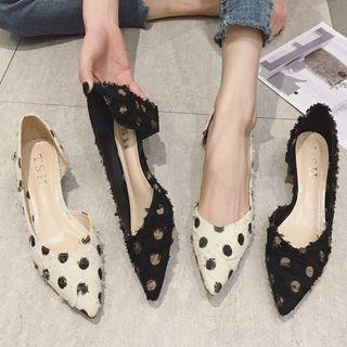 Dotted Pointed Block Heel Sandals