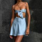 Set: Cropped Camisole Top + A-line Mini Skirt