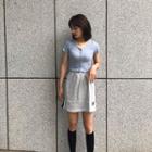 Drawstring Cropped Knitted Top / A-line Skirt