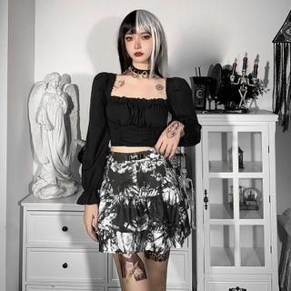 Tie-dye Tiered Mini A-line Skirt