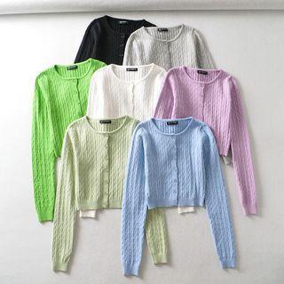 Long Sleeve Cable-knit Crop Cardigan