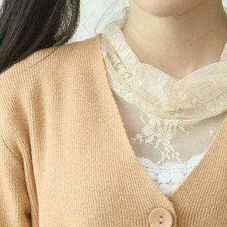 See-through Tulle Lace Top Ivory - One Size