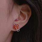 Faux Crystal Alloy Earring 1 Pair - Red & Silver - One Size