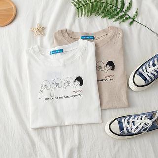 Short-sleeve Cartoon Round Neck T-shirt