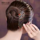 Retro Flower Faux Crystal Fringed Alloy Hair Stick