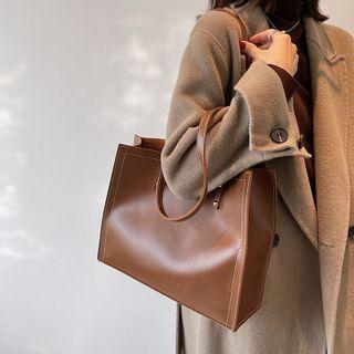 Square Faux Leather Tote Bag