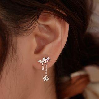 Butterfly Fringed Sterling Silver Earring