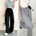 Distressed Plain Loose-fit Pants