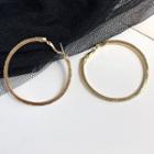 Rhinestone Open Hoop Earring 1 Pair - S925 Silver Earrings - Gold - One Size