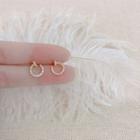 Rhinestone Circle Stud Earring 1 Pair - Eh0580 - 925 Silver - Gold - One Size