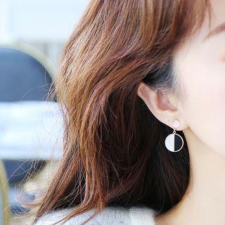 Color Block Dangle Earring 1 Pair - Earrings - Disc - Black & White - One Size