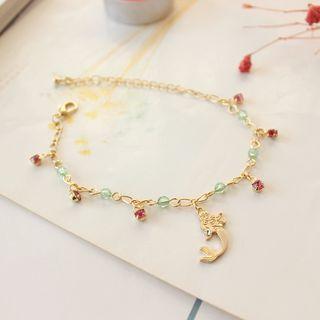 Mermaid Bracelet Red & Green Beaded - Gold - One Size