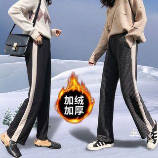 High-waist Striped Knit Wide-leg Pants