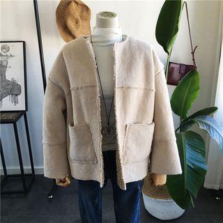 Reversible Faux Suede Open-front Jacket