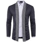 Houndstooth Open-front Cardigan