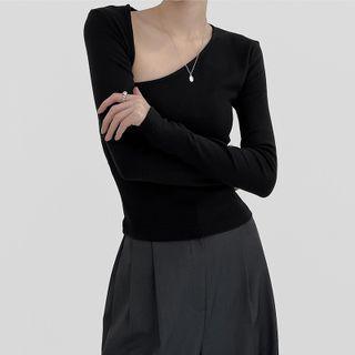 Plain Cutout Long Sleeve Top