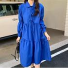 Bow Midi Shirtdress Blue - One Size