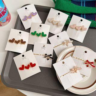 Bow Alloy Hair Pin / Heart Alloy Hair Clip / Set