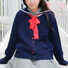 Sailor Collared Knit Cardigan