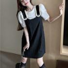 Embossed Puff-sleeve Top / Mini Jumper Dress