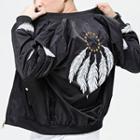 Embroidered Feather Baseball Jacket