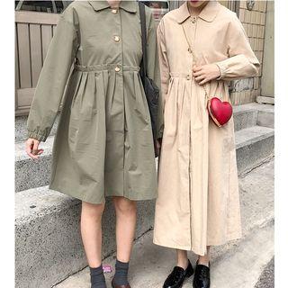 Long-sleeve Shirt Dress / Midi Dress