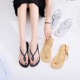 Keyhole Ankle Strap Flat Sandals