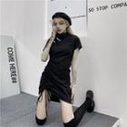 Plain Drawstring Mini A-line Qipao Dress