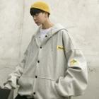 Applique Hooded Button Jacket