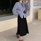 Fleece Cardigan / Long-sleeve Midi Dress