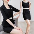 Sleeveless Sheath Dress / Elbow-sleeve Blazer / Set