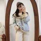 Round Neck Patterned Knit Sweater